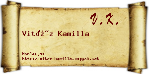 Vitéz Kamilla névjegykártya